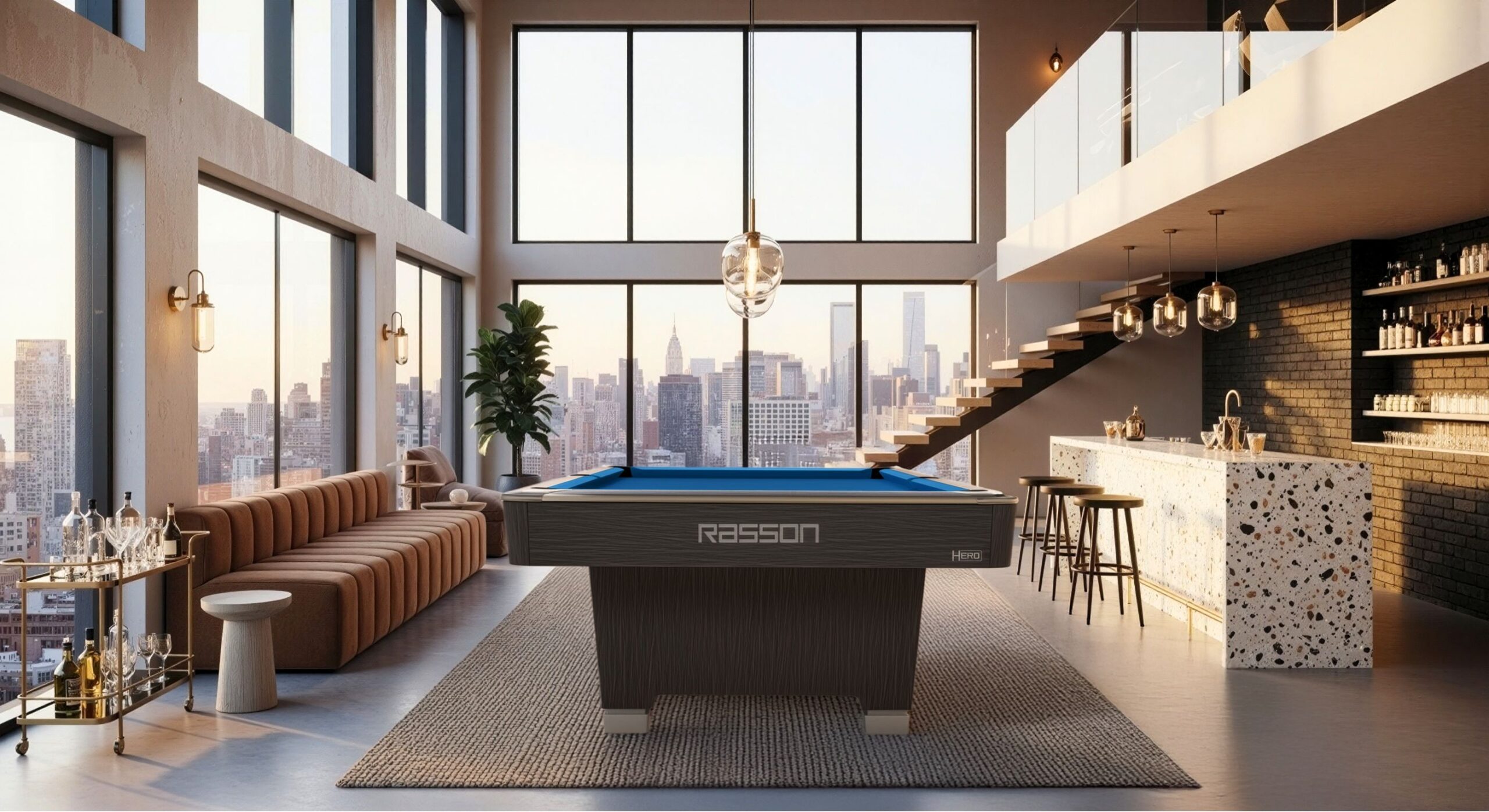 Snooker hall with professional pool tables